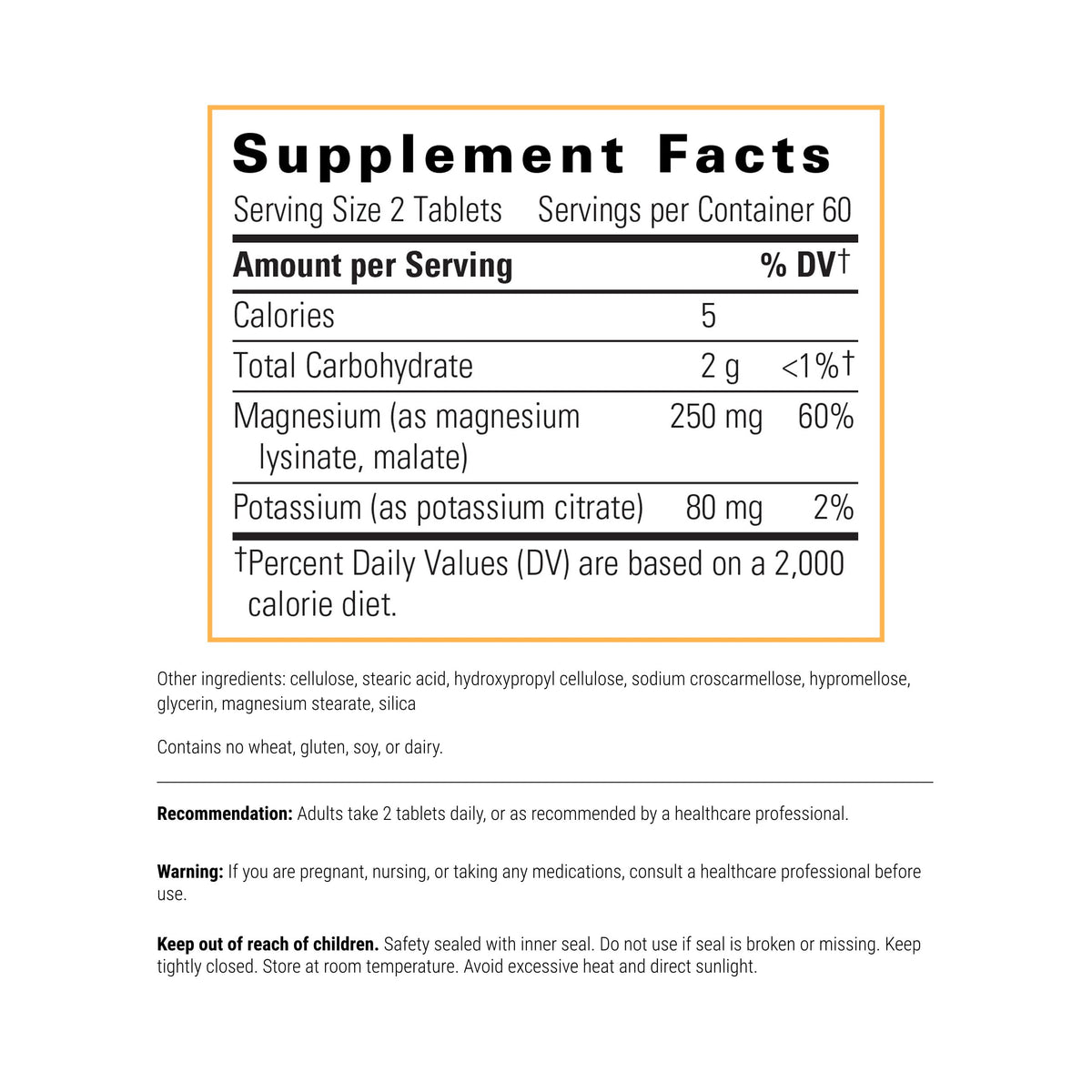 Détails des comprimés de Magnésium Potassium, vue de près