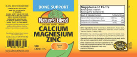 Détails des comprimés de Nature's Blend Calcium Magnésium Zinc