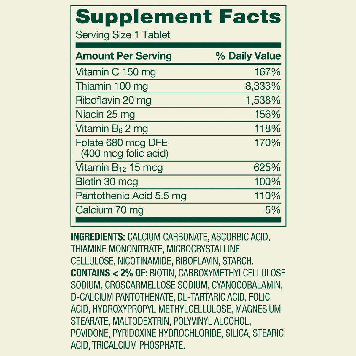 Détails des comprimés de Ravazzi Super Complexe de Vitamines B