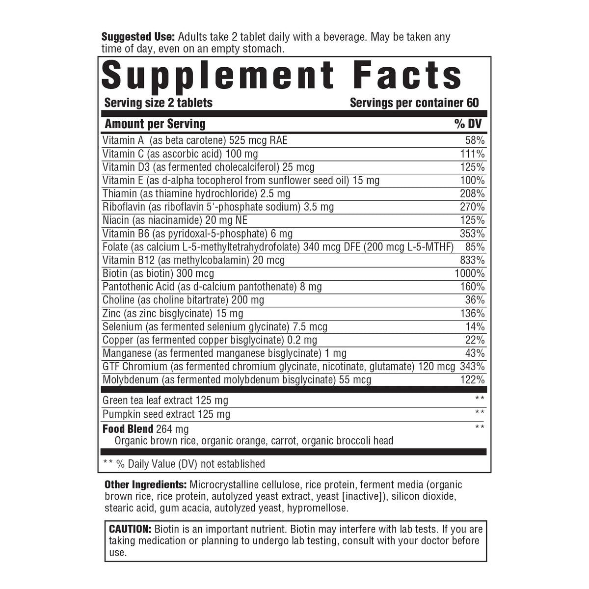 Détails des comprimés Innate Response Formulas Multivitamine 55+