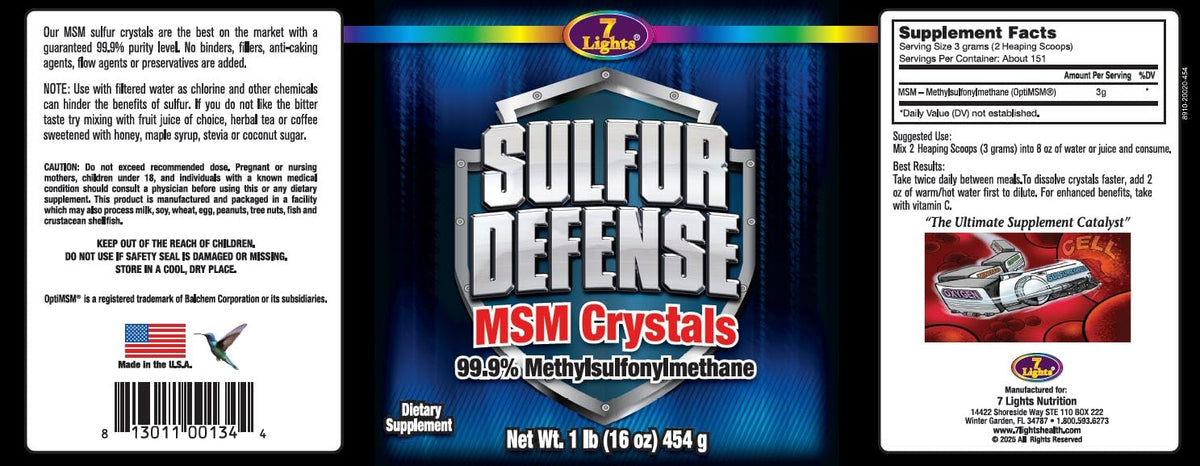 Détails des cristaux de MSM Sulfur Defense Opti-MSM 99,9%