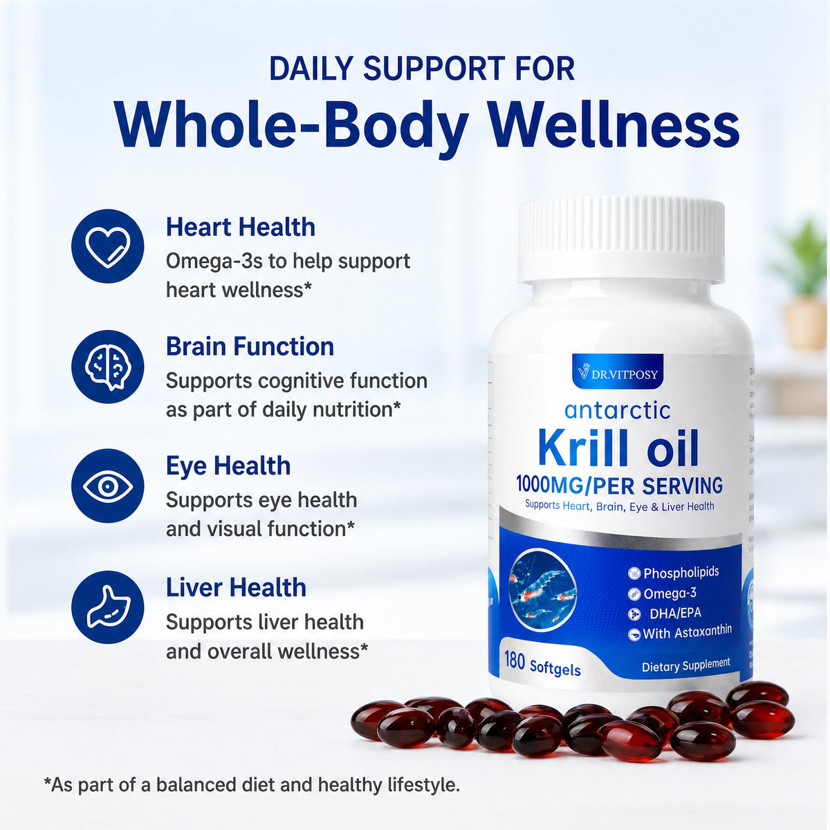 Détails des gélules d'huile de krill DR.VITPOSY