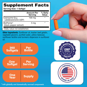 Détails des gélules de CoQ-10 100mg avec BioPerine