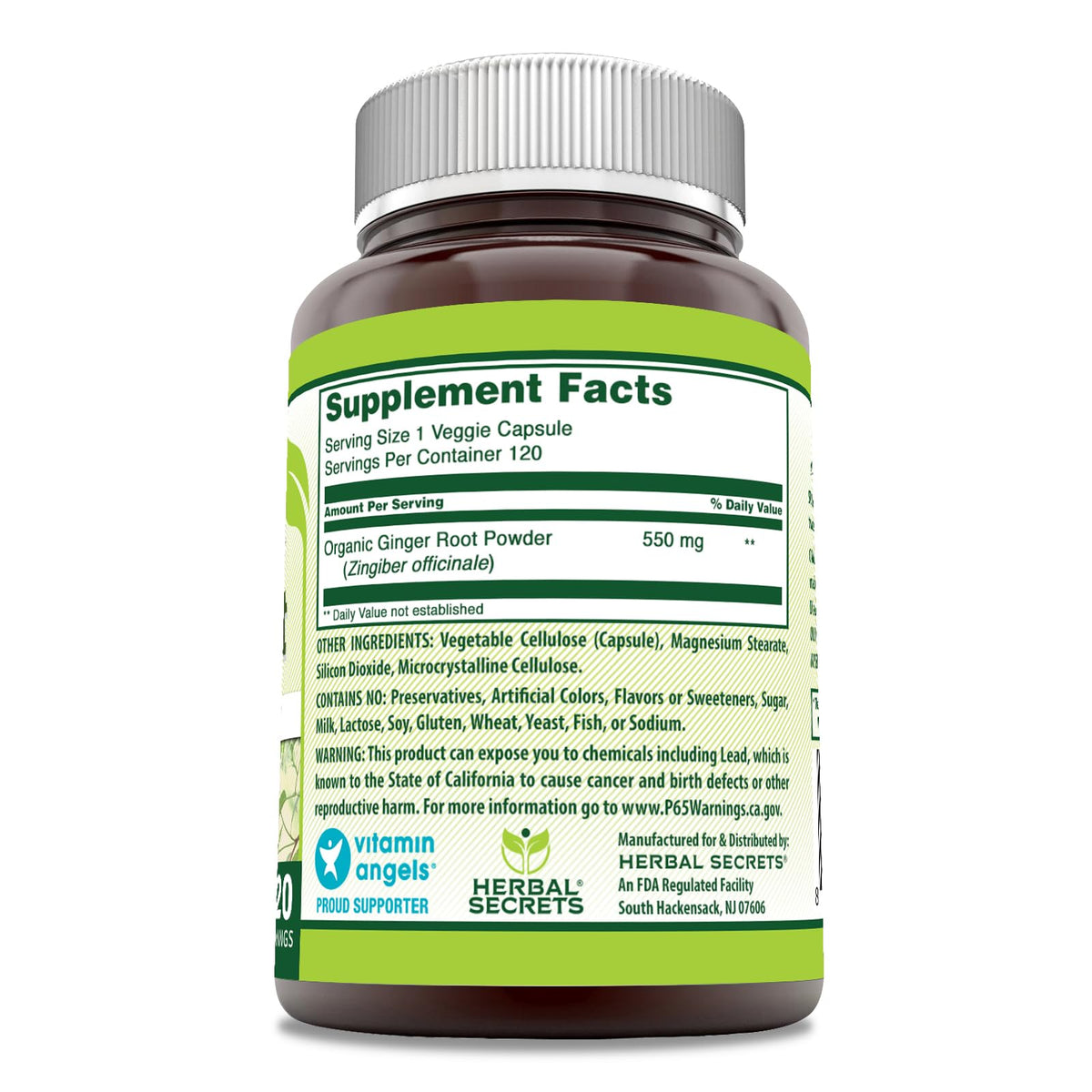Détails des gélules de racine de gingembre Herbal Secrets