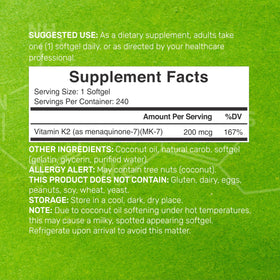 Détails des gélules de vitamine K2 MK-7 avec huile de noix de coco