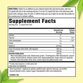 Détails des gélules liquides Applied Nutrition Green Tea Fat Burner