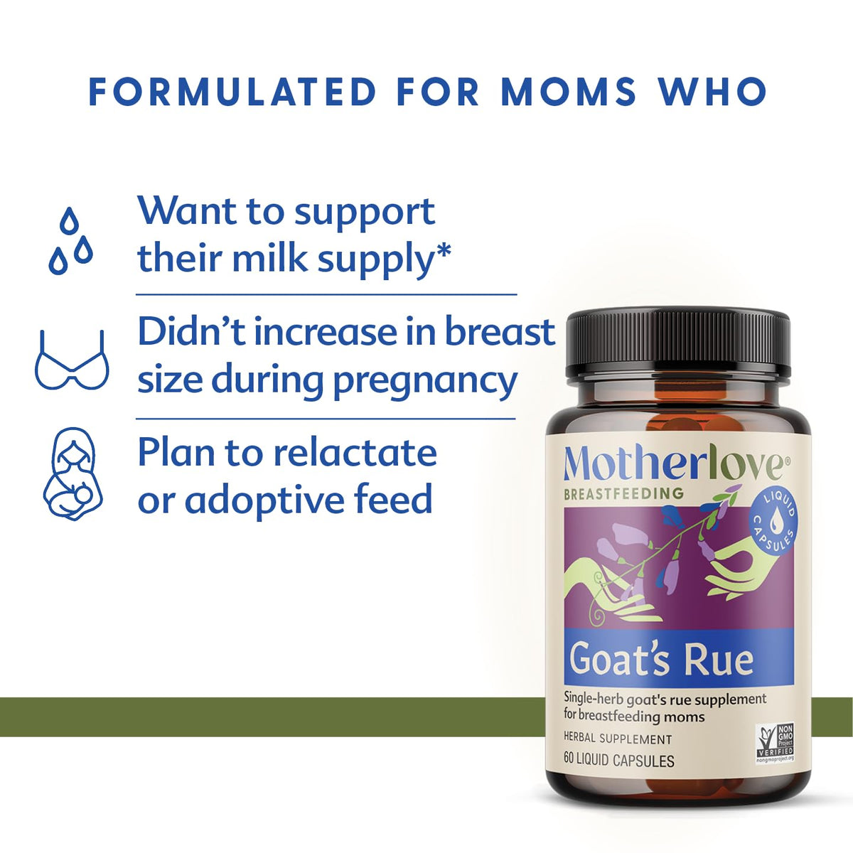 Détails des gélules liquides Motherlove Goat's Rue