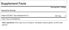 Détails des gélules molles de Vitamine K2 MK-7