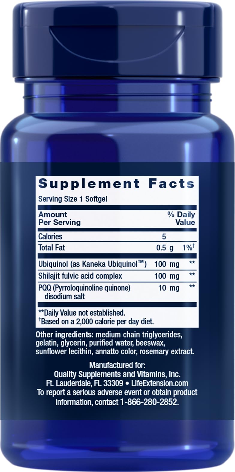 Détails des gélules molles Life Extension Super Ubiquinol CoQ10 avec PQQ