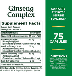Détails des gélules Nature's Bounty Ginseng Complex