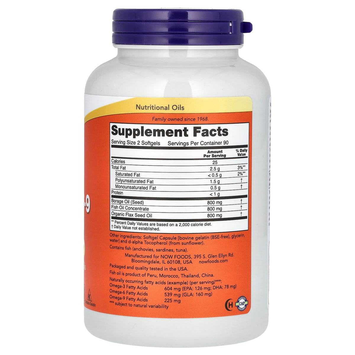 Détails des gélules NOW Foods Super Omega 3-6-9