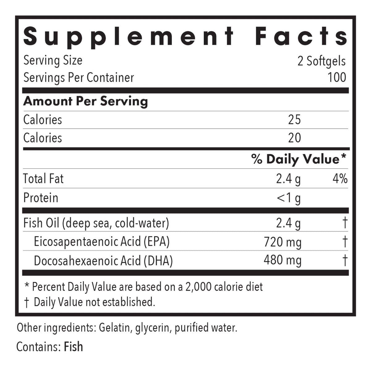 Détails des gélules Omega-3 d'Allergy Research Group sur une table