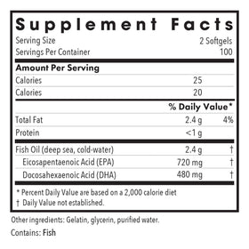 Détails des gélules Omega-3 d'Allergy Research Group sur une table
