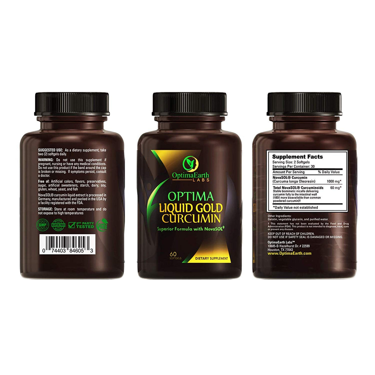 Détails des gélules OptimaEarth Labs Curcumin NovaSOL