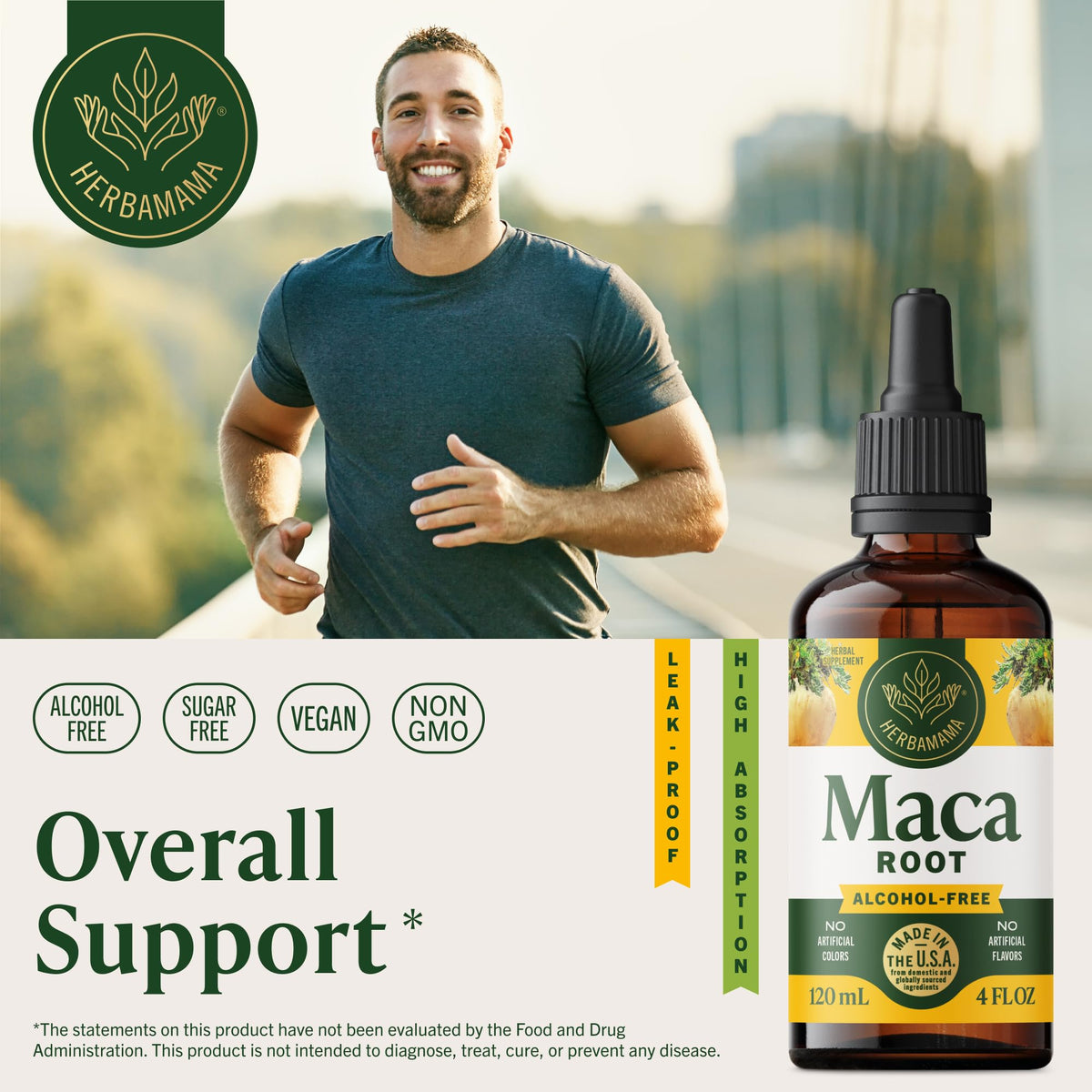 Détails des gouttes de racine de Maca HERBAMAMA avec compte-gouttes