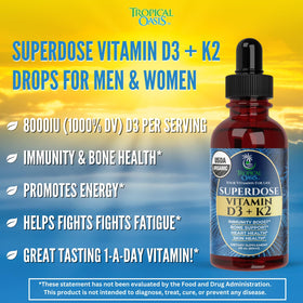 Détails des gouttes de Vitamine D3 K2 Tropical Oasis