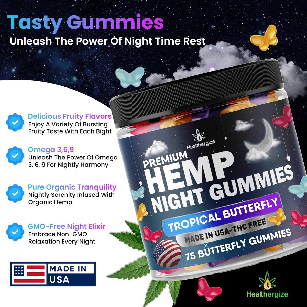 Détails des gummies au chanvre Healthergize