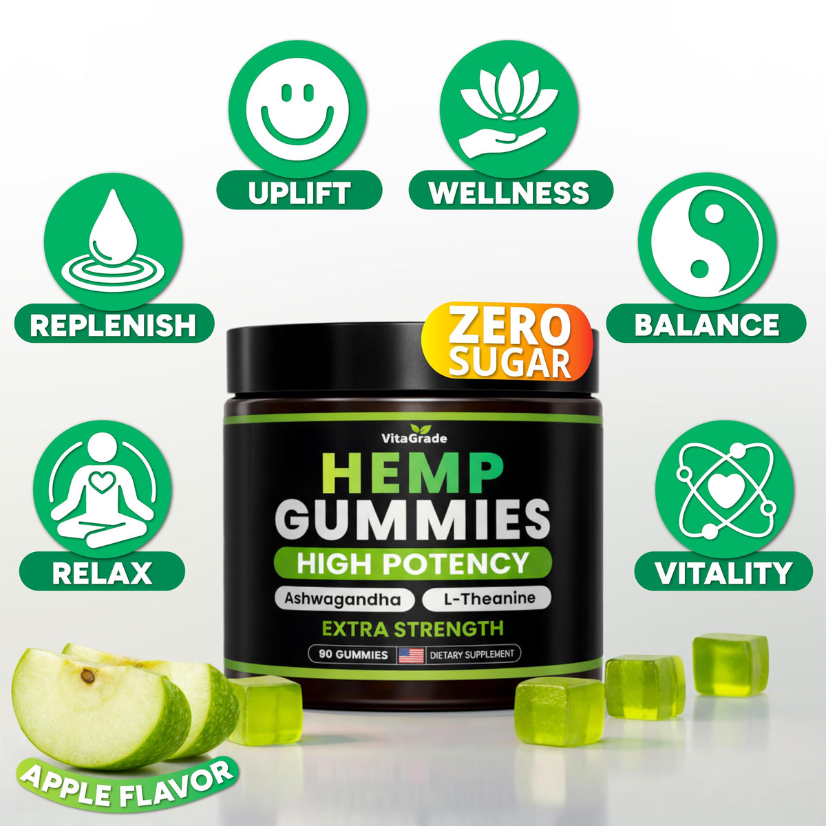 Détails des gummies au chanvre VitaGrade avec ingrédients