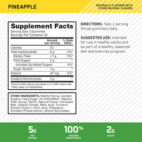 Détails des gummies créatine ananas Optimum Nutrition