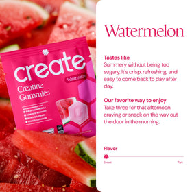 Détails des gummies créatine Create avec emballage