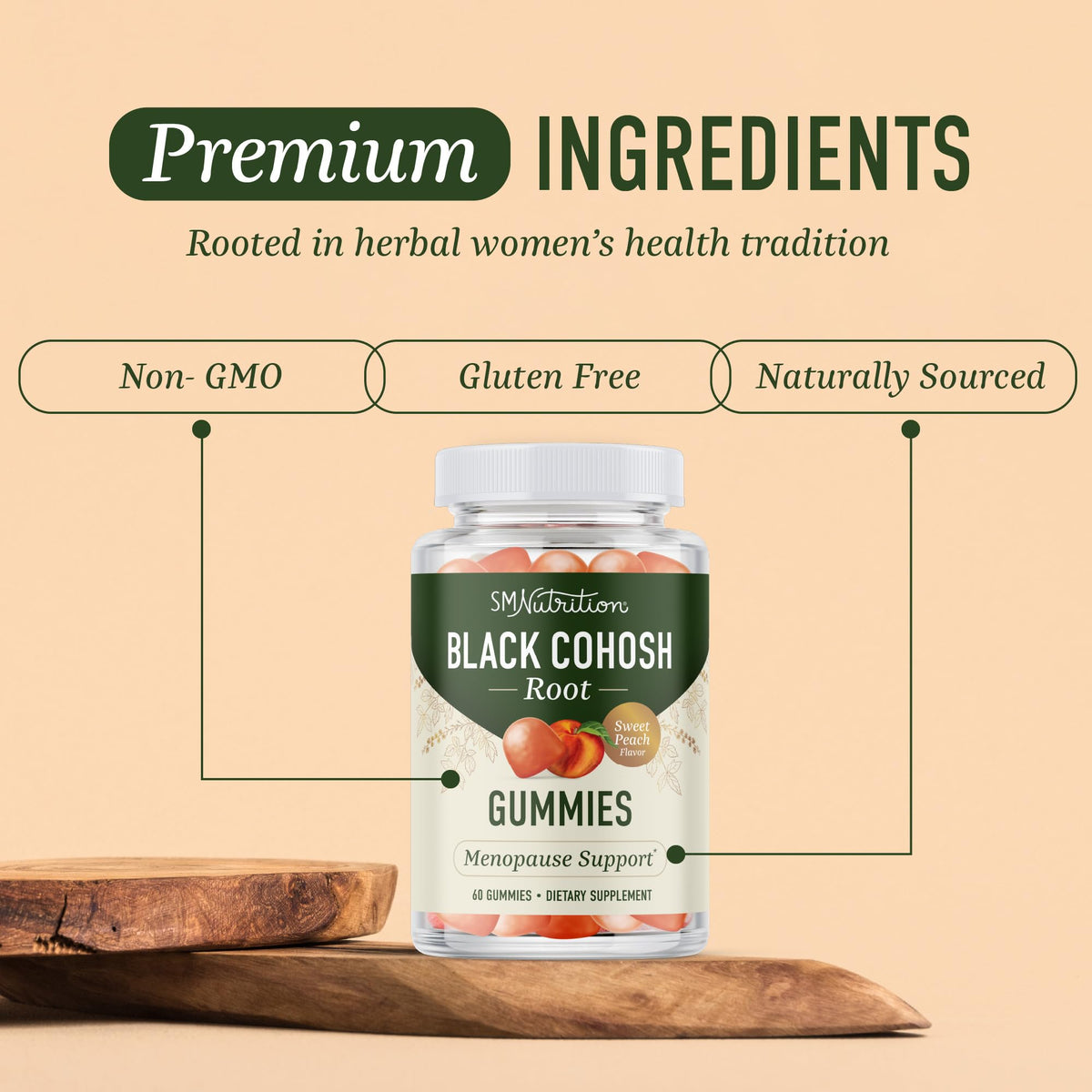Détails des gummies de cimicifuga SMNutrition montrant la texture