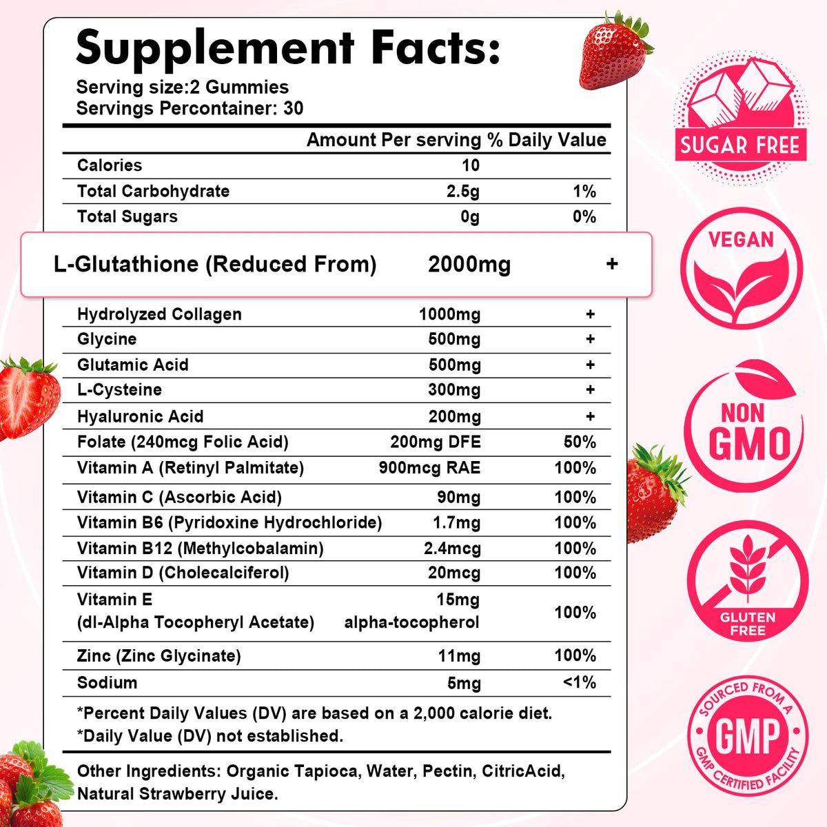 Détails des gummies de collagène avec saveur fraise
