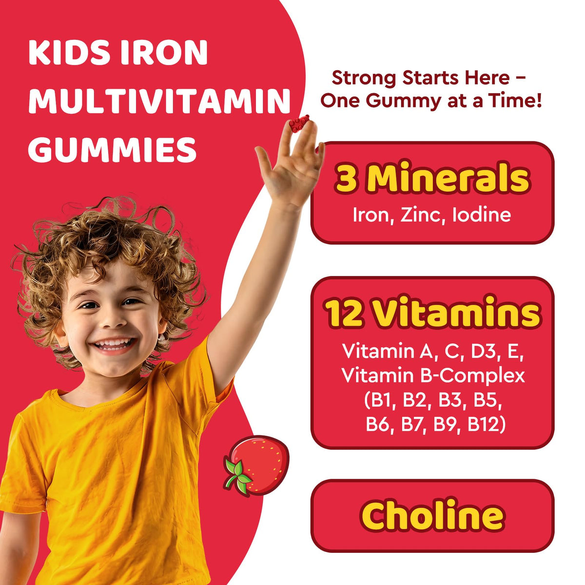 Détails des gummies de fer dilib avec ingrédients visibles