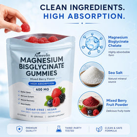 Détails des gummies de magnésium au goût framboise Aiwevon