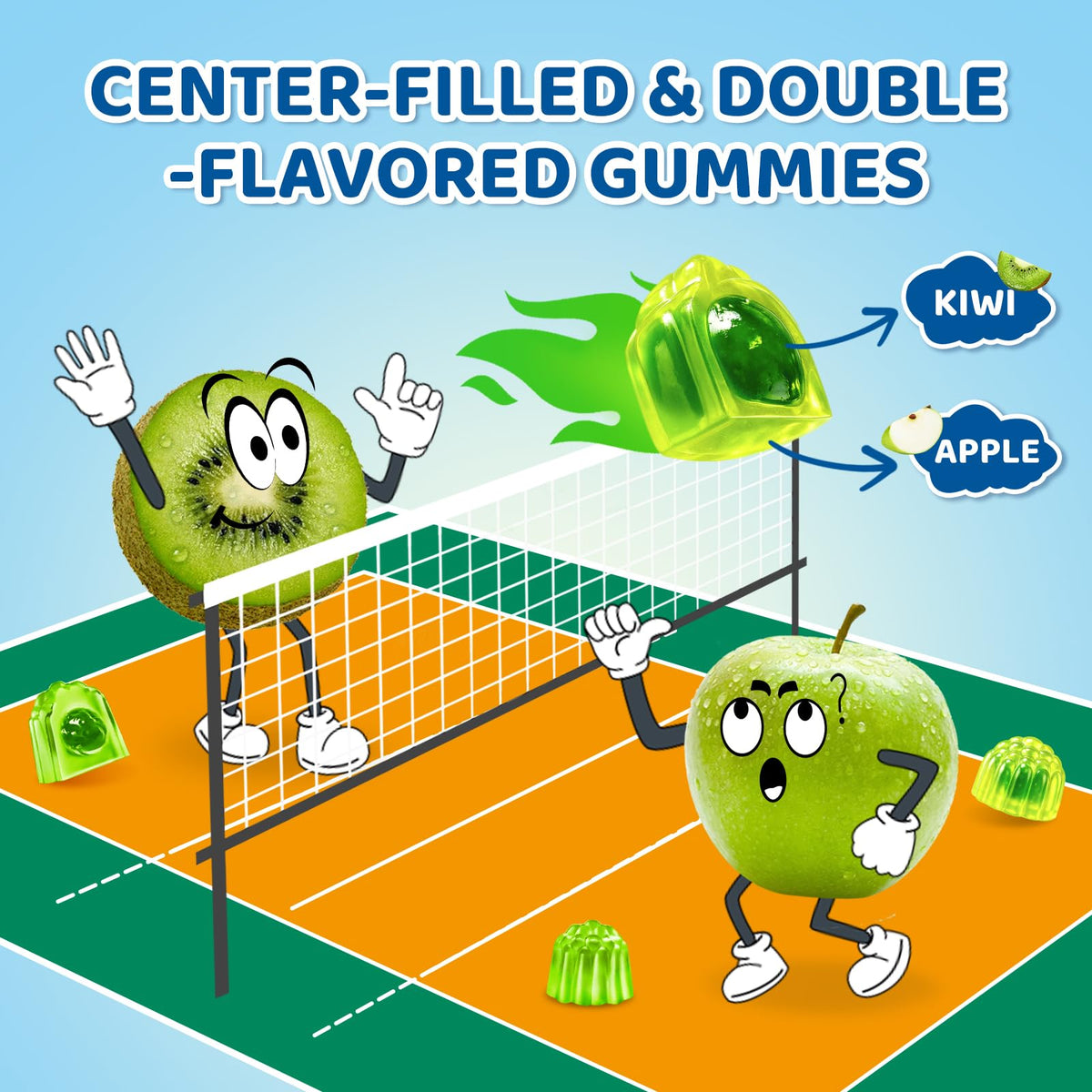 Détails des gummies de magnésium CNCHEF avec saveur de pomme et kiwi