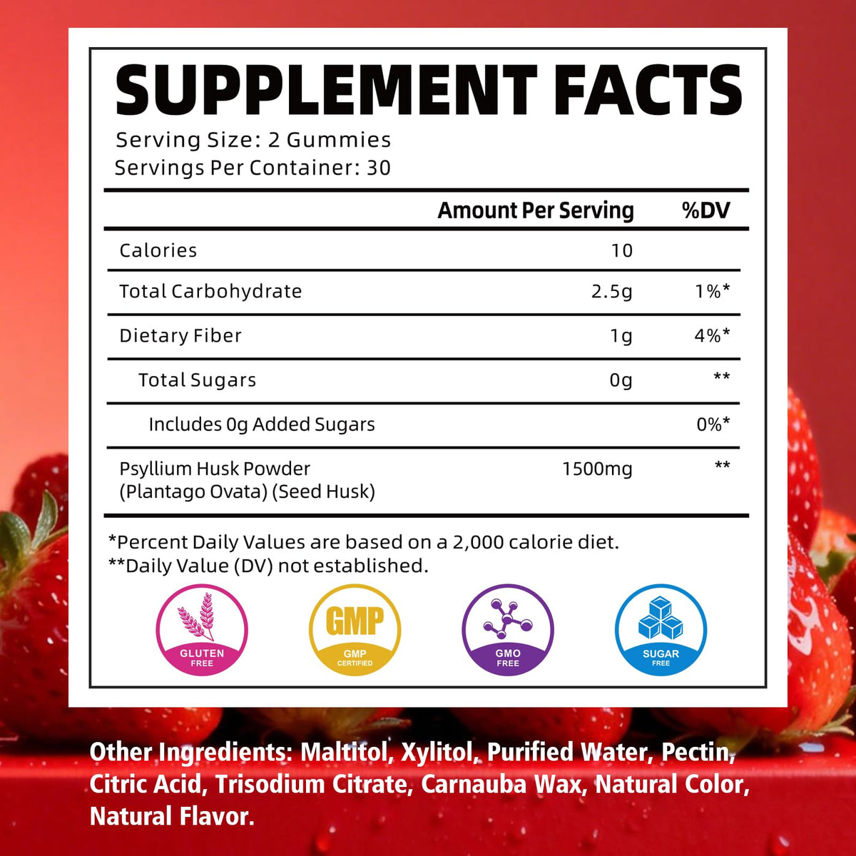 Détails des gummies de psyllium YUULAI, saveur fraise