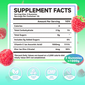 Détails des gummies de vitamine C MEENCCD avec étiquette