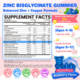 Détails des gummies de Zinc Bisglycinate NATISLAND, goût myrtille