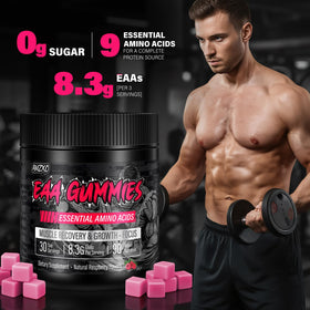 Détails des gummies EAA AMZXO avec 8300mg d'acides aminés