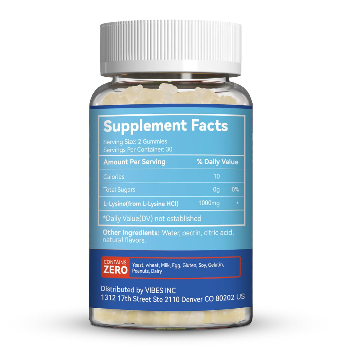 Détails des gummies L-Lysine 1000mg SmildeHeal
