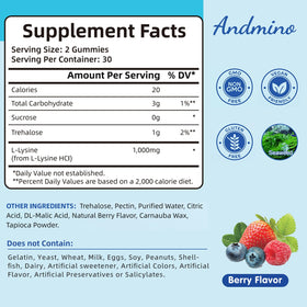 Détails des gummies L-Lysine andmino, texture pectine