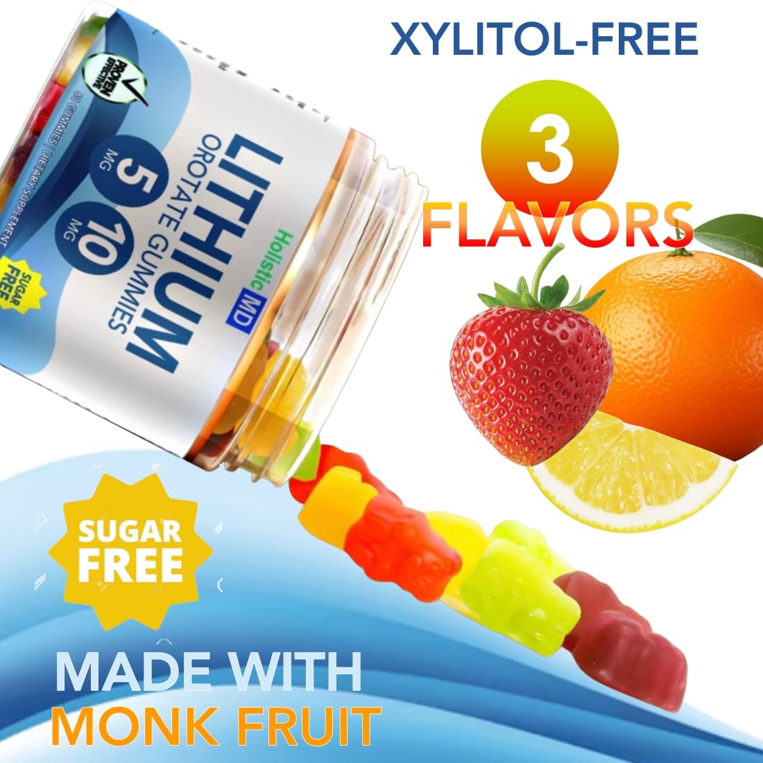 Détails des gummies Lithium Orotate 5mg avec une texture moelleuse