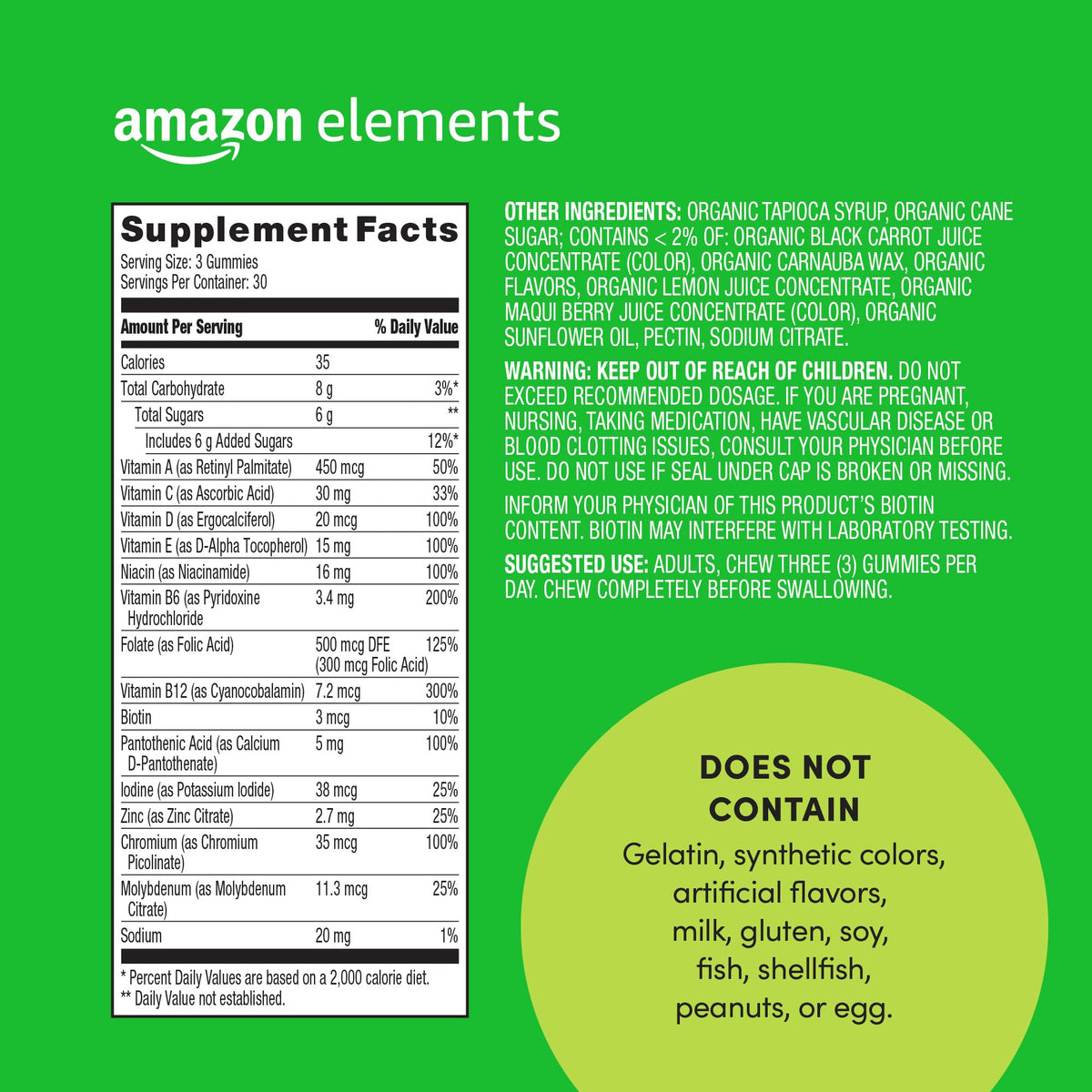 Détails des gummies Multivitamines Bio pour Hommes avec saveurs fruitées