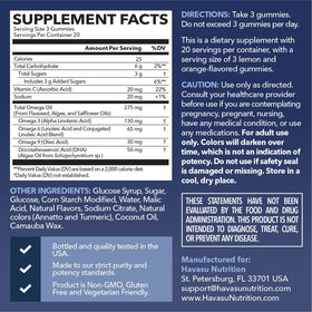 Détails des gummies Omega 3 6 9 HAVASU NUTRITION