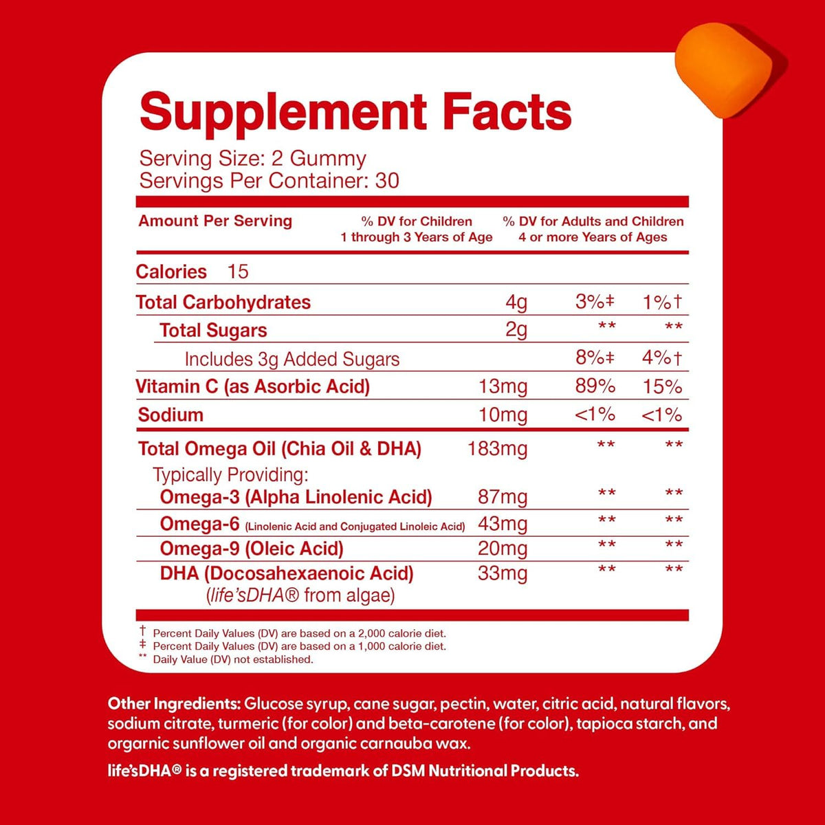 Détails des gummies Omega 3 DHA, aspect appétissant