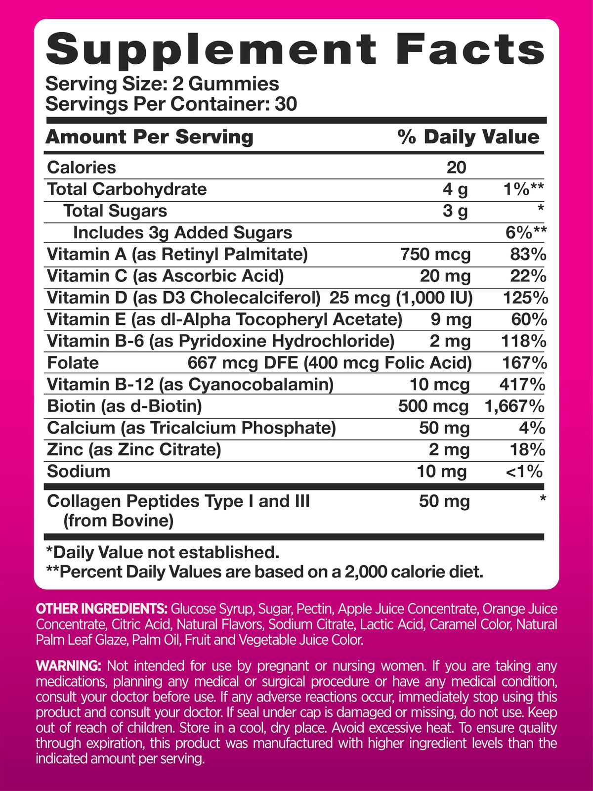 Détails des gummies PINK saveur baies mélangées