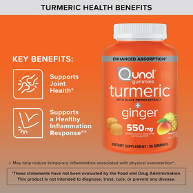 Détails des gummies Qunol Curcuma avec emballage