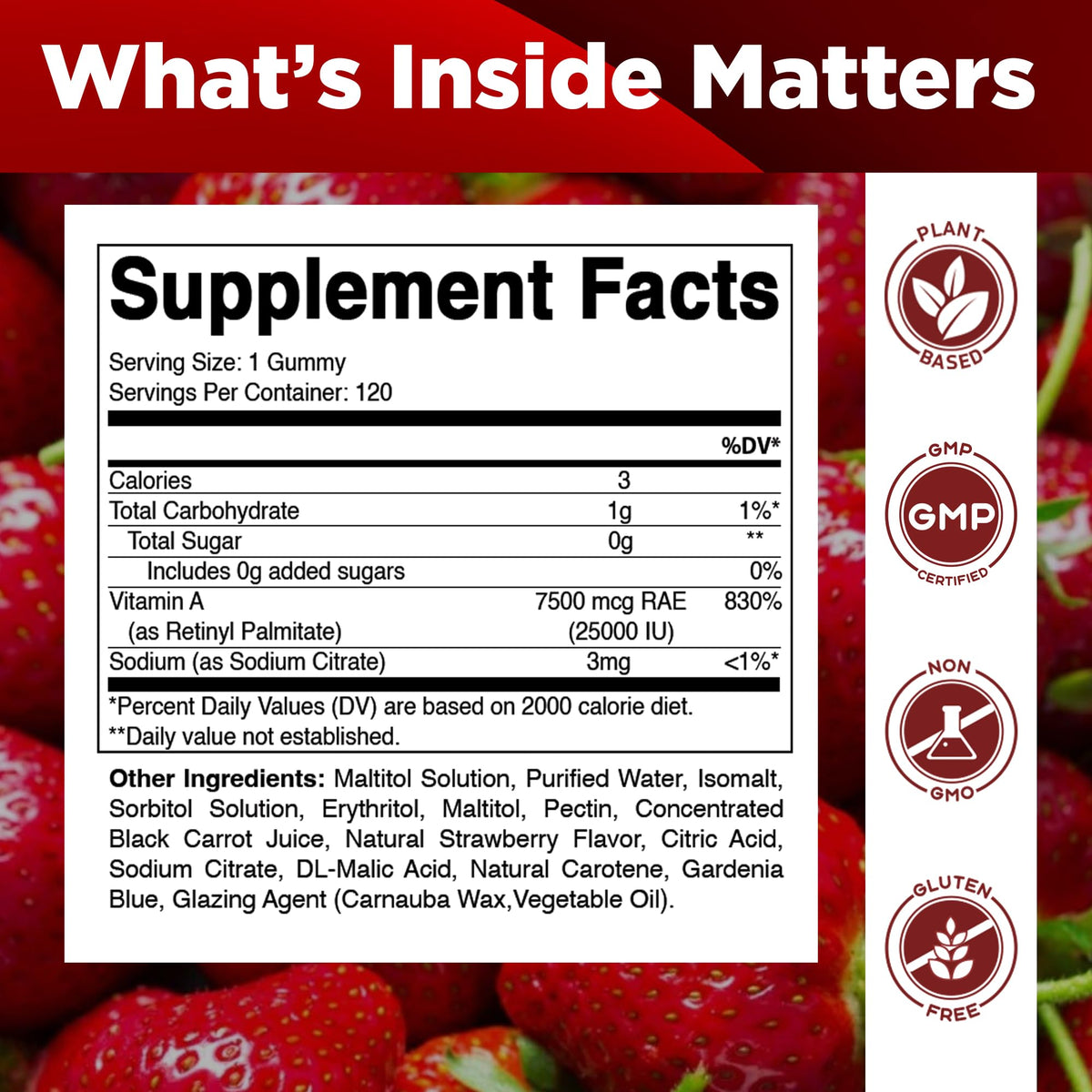 Détails des gummies Vitamatic avec saveur fraise