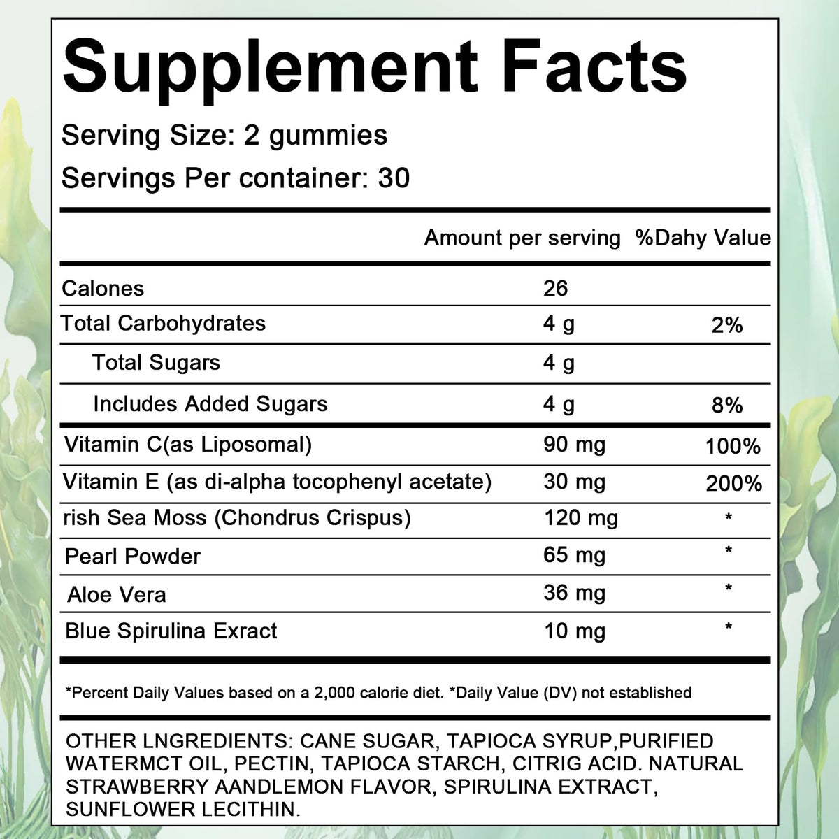 Détails des gummies YATIME avec ingrédients naturels