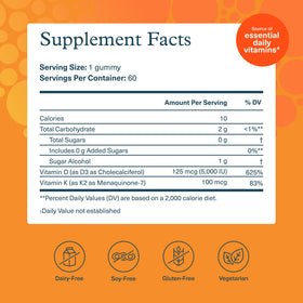 Détails des gummies Youtheory K2D3 avec saveur pêche