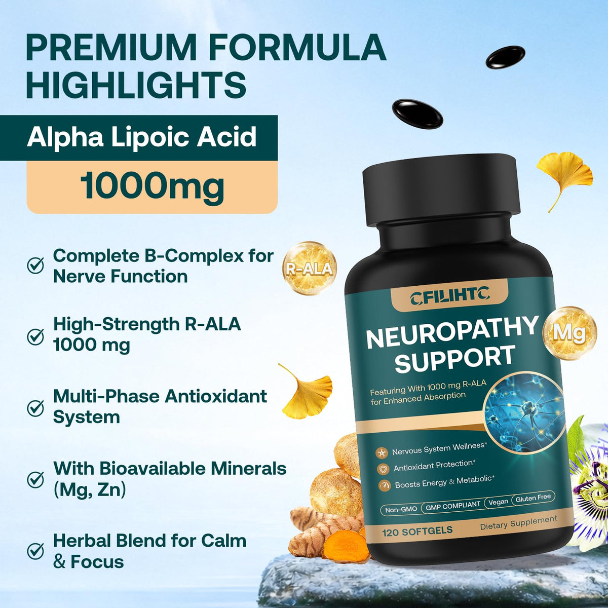 Détails des ingrédients CFILIHTC Acide Alpha-Lipoïque 1000 mg