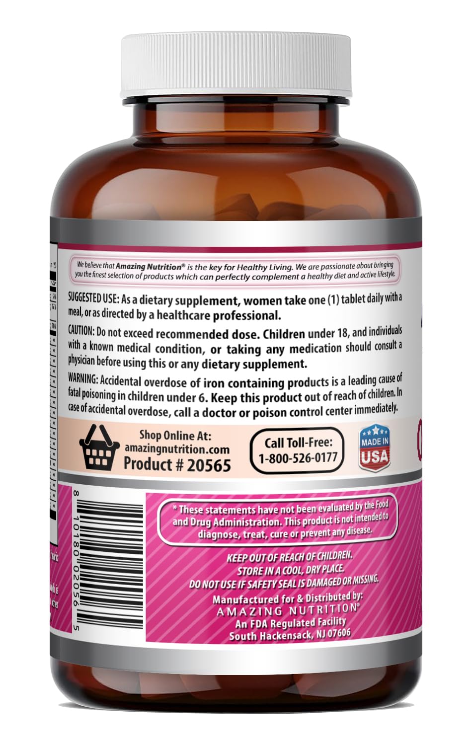 Détails des ingrédients d'Amazing Nutrition Multivitamine Femme