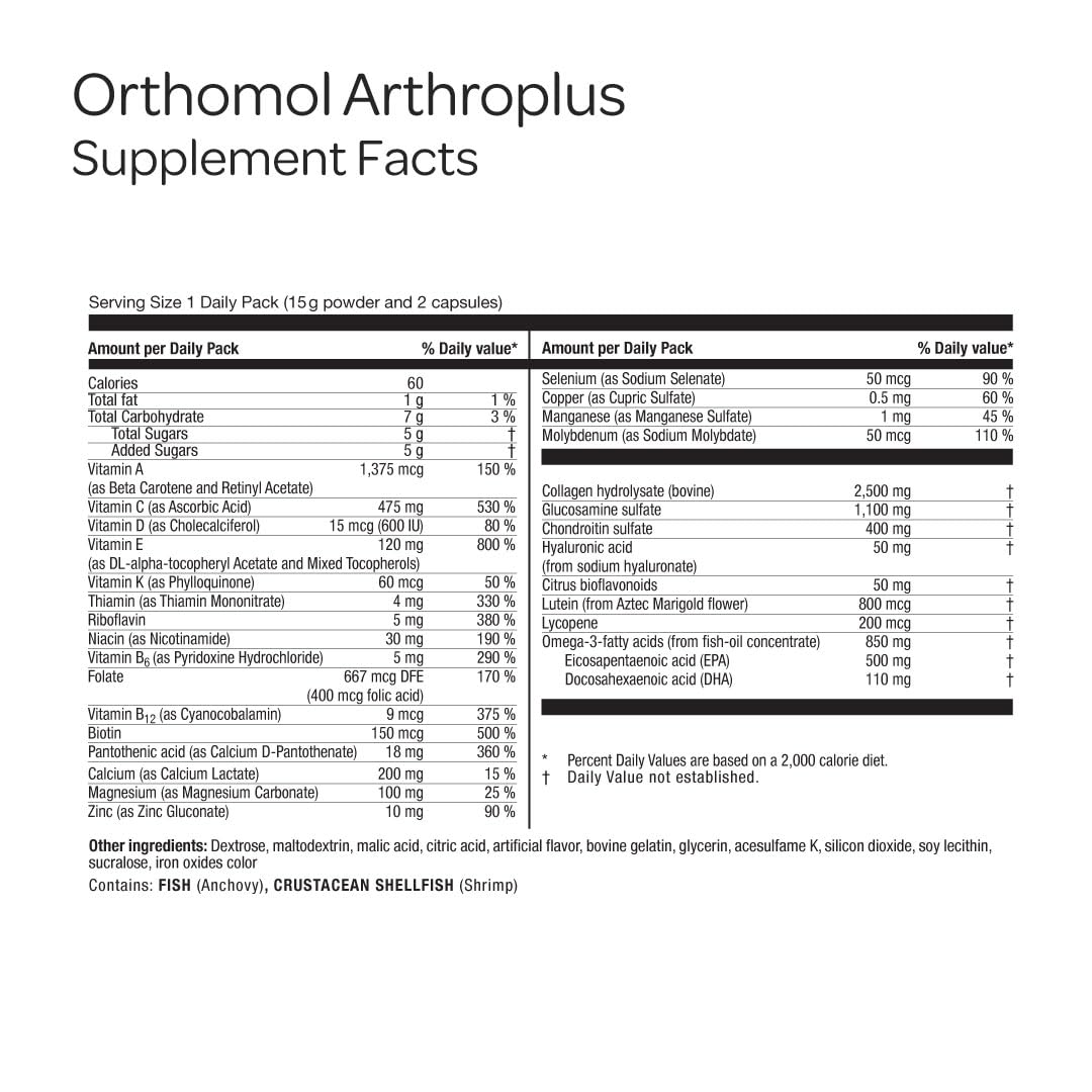 Détails des ingrédients d'Orthomol Arthroplus