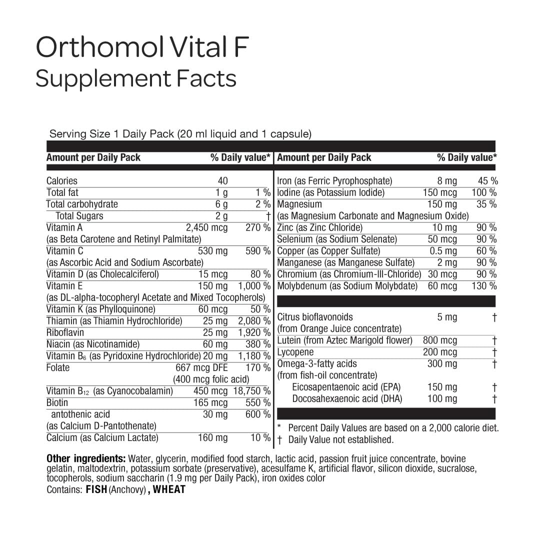 Détails des ingrédients d'Orthomol Vital F Compléments Alimentaires