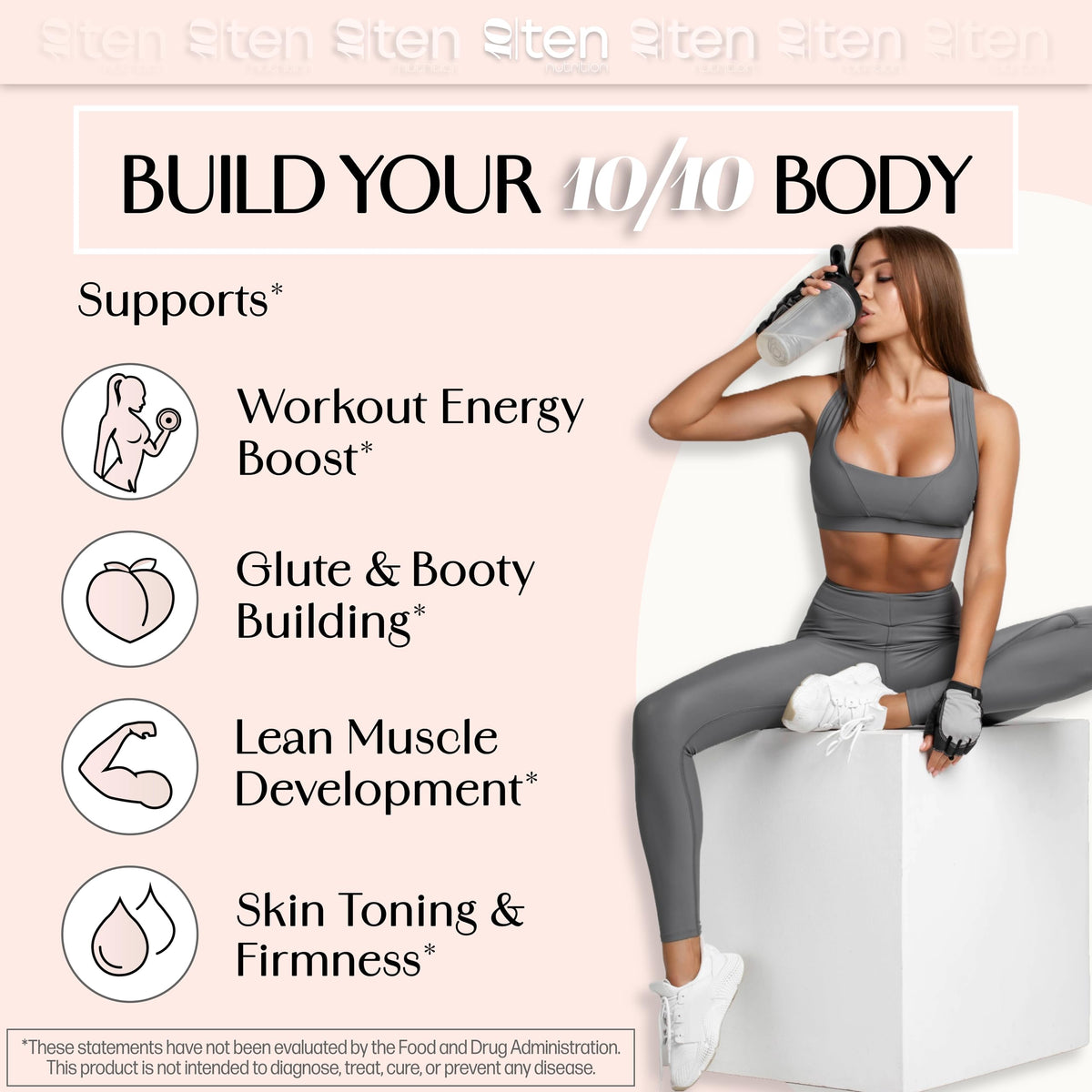 Détails des ingrédients de 10Ten Nutrition Créatine + Collagène