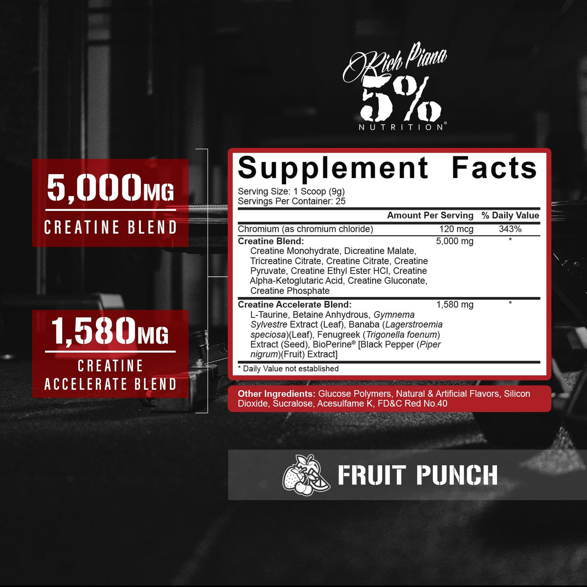 Détails des ingrédients de 5% Nutrition CreaTEN Poudre de Créatine